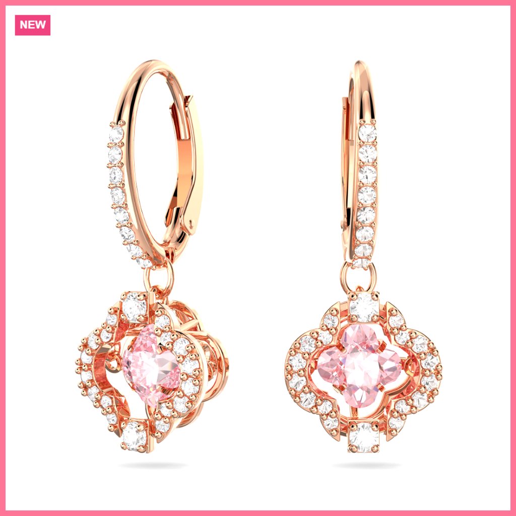 Crystal Pierced Drop Earrings With Rose-Gold Tone Plated Setting